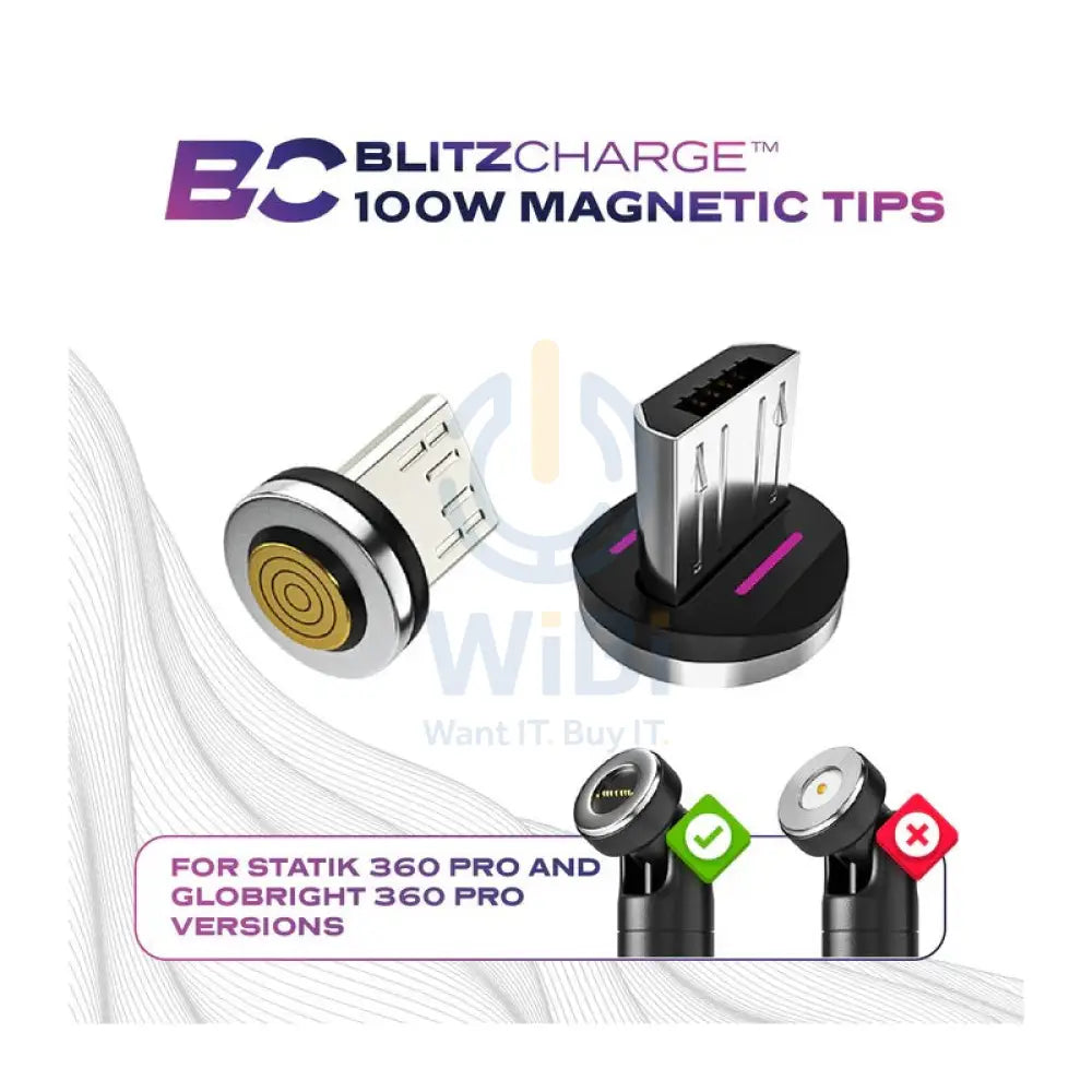 Statik Magnetic Tips for Magnetic Charge Cables - 1x Lightning 1x USB-C 1x Micro-USB / Pack Of 3 Accessories > Smart