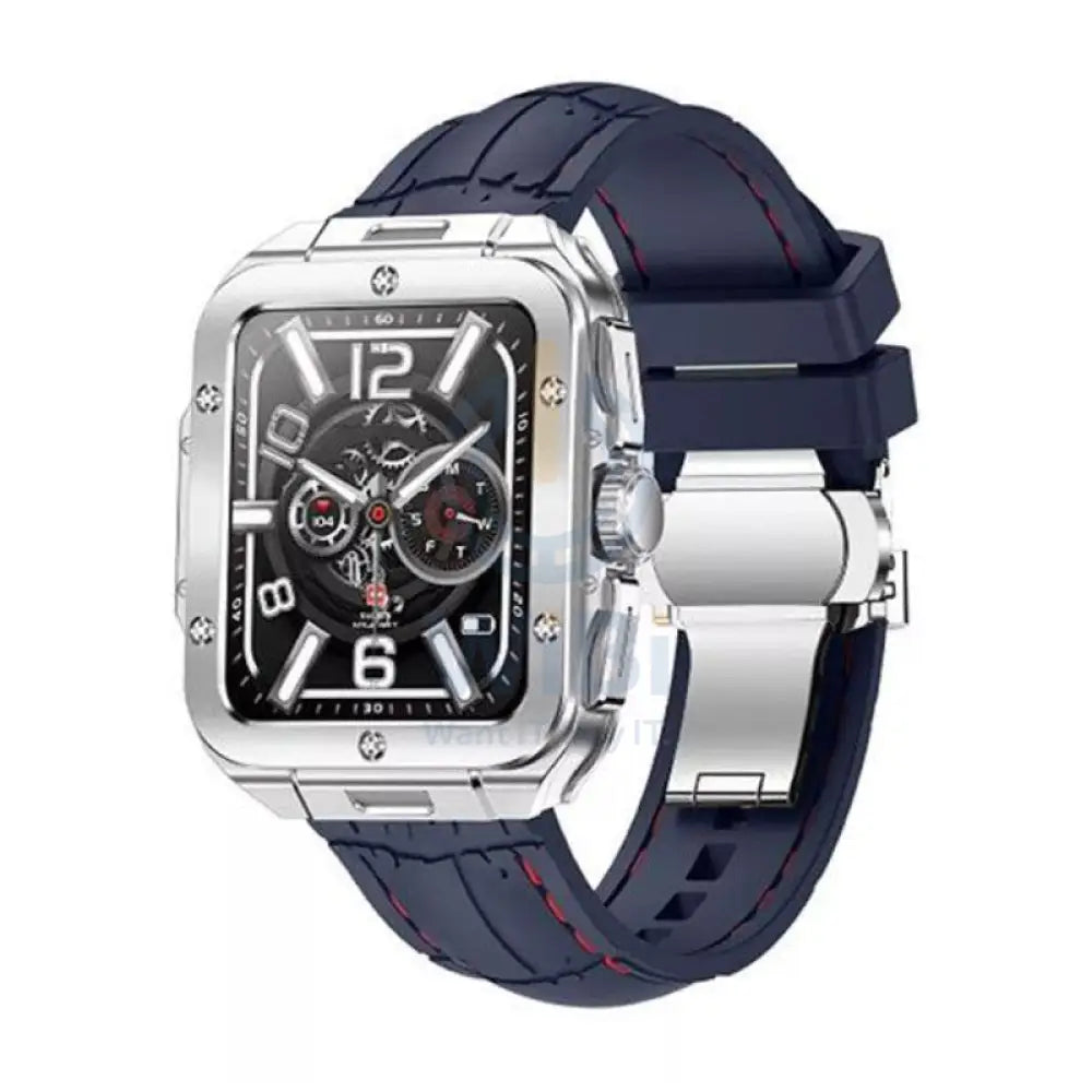 Swiss Military Alps 2 Blue Silicon Strap - Silver Frame / Smart Watch Smart Watches