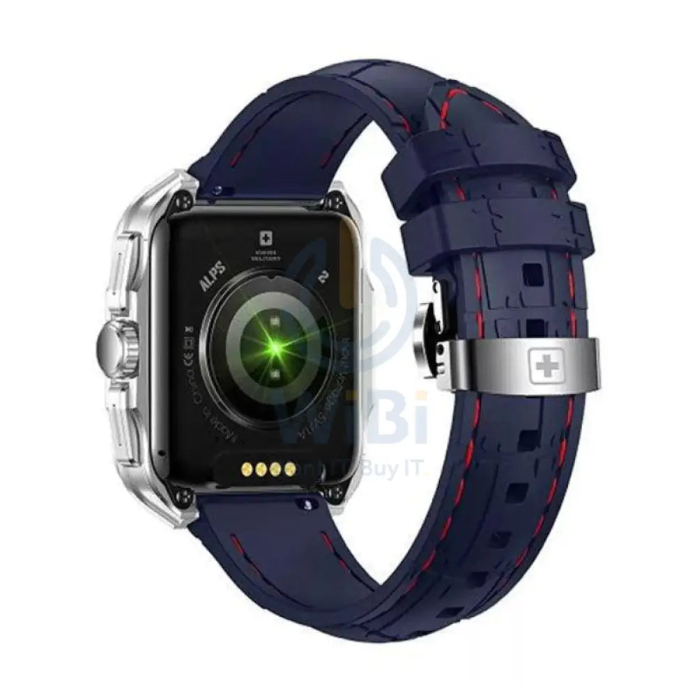 Swiss Military Alps 2 Blue Silicon Strap - Silver Frame / Smart Watch Smart Watches
