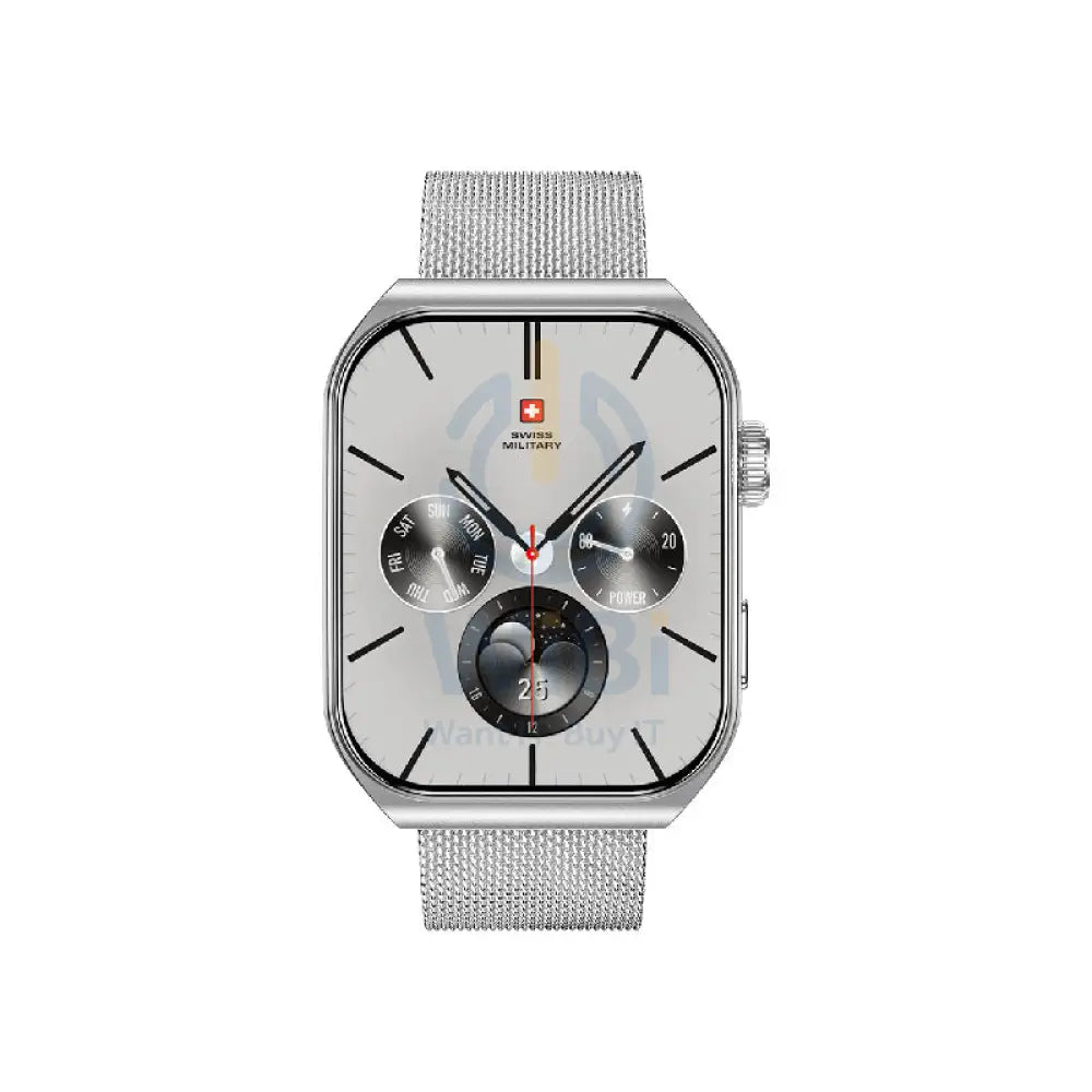 Swiss Military Alps 3 Gun Steel Strap - Silver Metal / Smart Watch Smart Watches