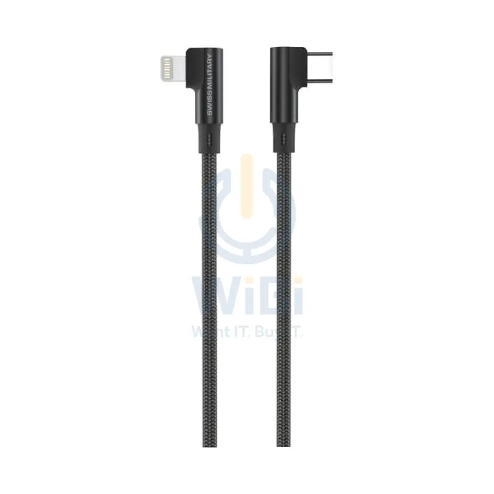 Swiss Military Braided Type-C To Lightning Data Sync Charging Cable - 2 Meter / 18W / Black Accessories > Cables &