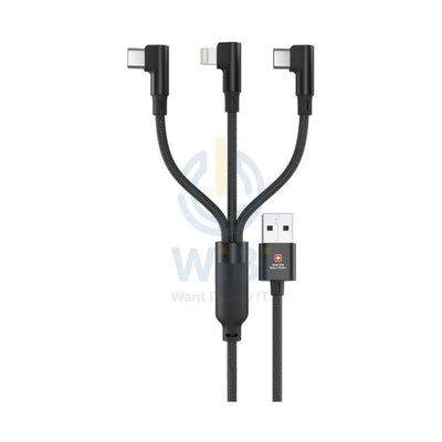 Swiss Military Braided USB-A To 3-In-1 Cable - 2 Meter / Black Accessories > Cables & Converters > Cables