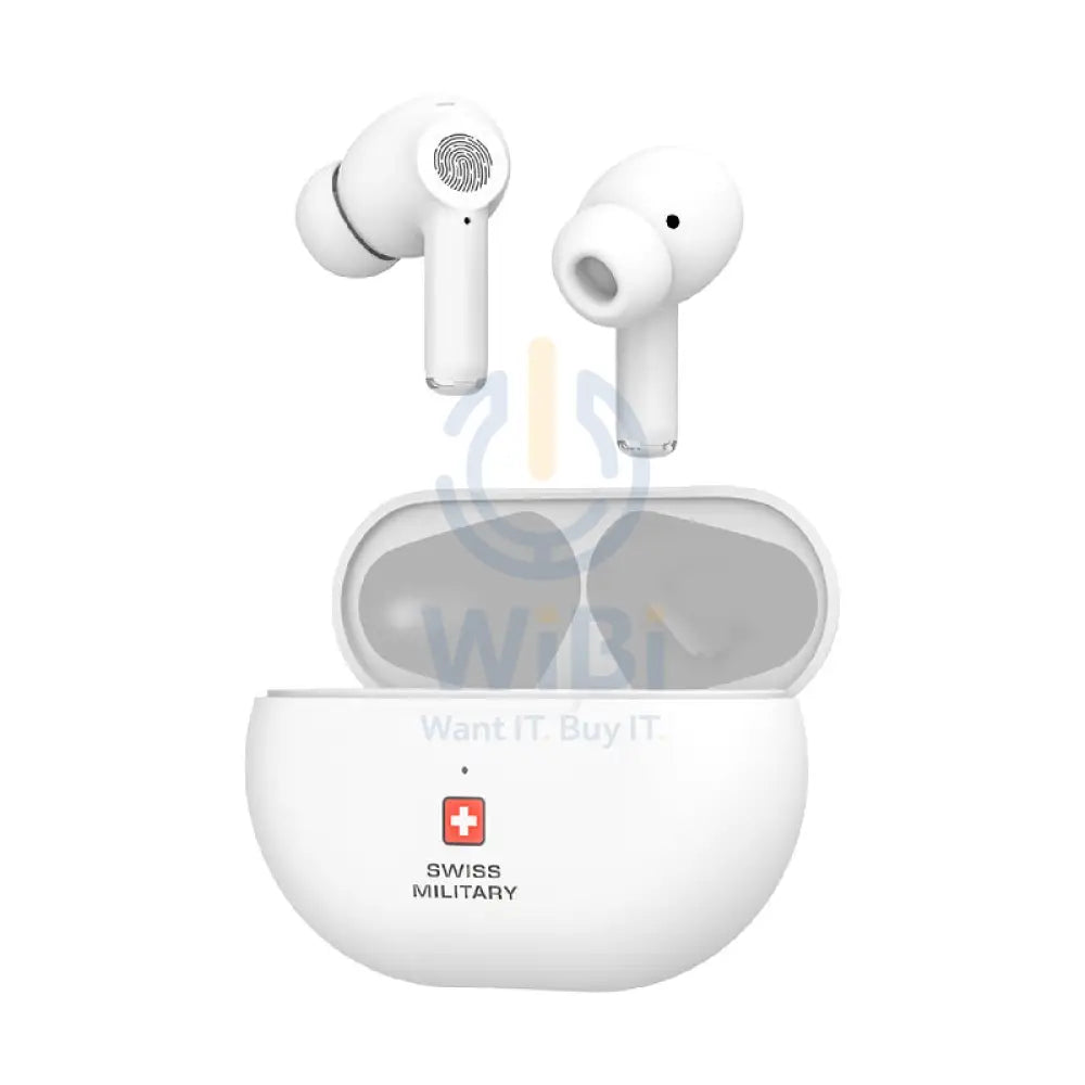 Swiss Military Delta 5 Stereo Earbuds - ANC + ENC / Wireless / White Accessories > Audio > Headphones