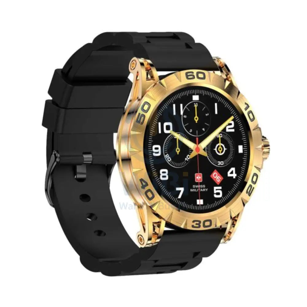 Swiss Military Dom 2 Smart Watch Yellow Gold Frame Silicon Strap Black - Smart Watch Smart Watches