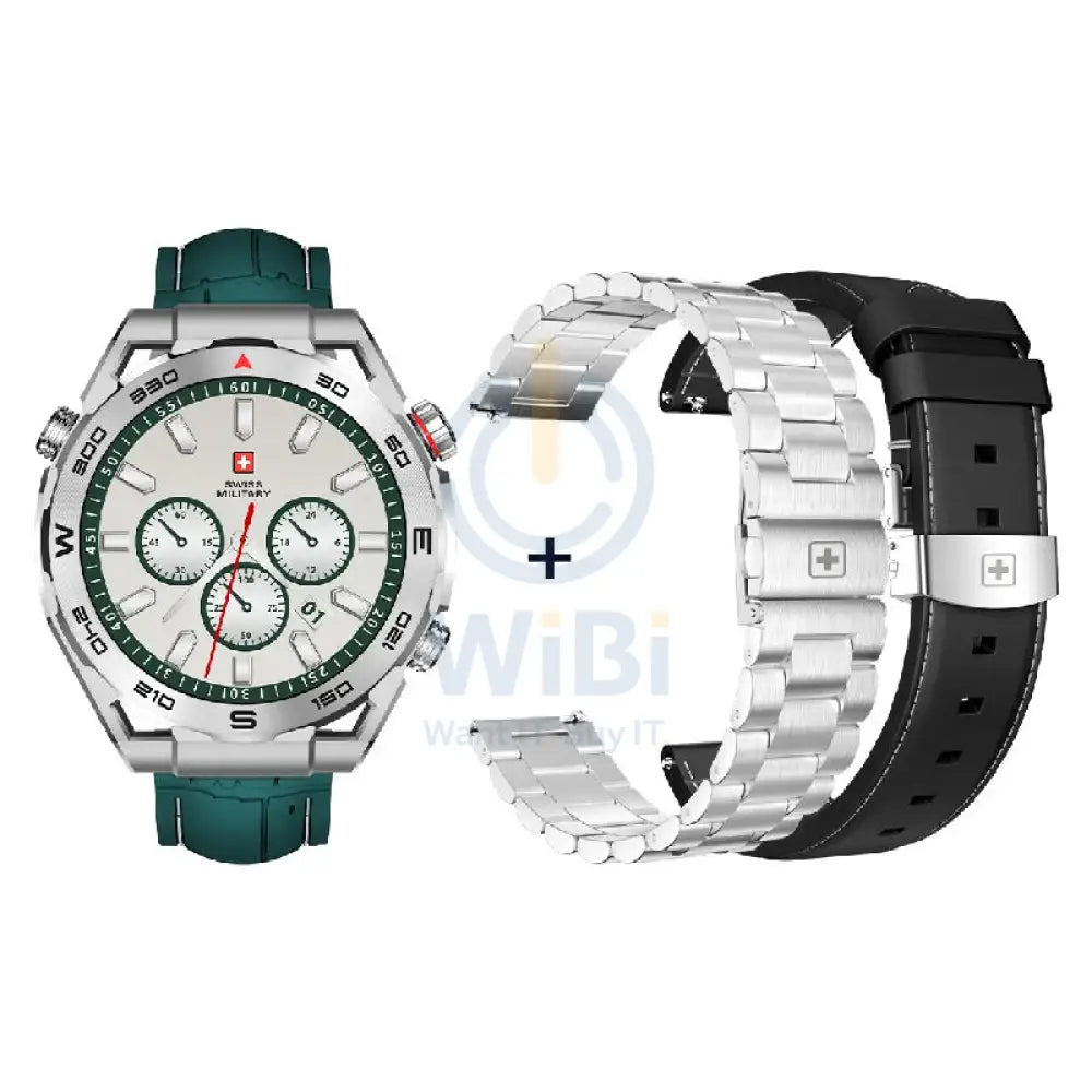 Swiss Military DOM 3 Silicone Strap With 2 Premium Straps - Green / Smart Watch Smart Watches > Offer Zone