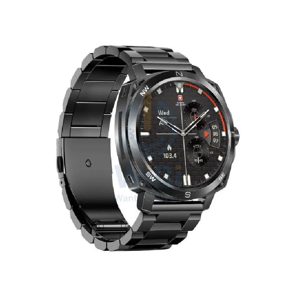 Swiss Military Dom 4 Gun Metal Steel Strap - Black / Smart Watch Smart Watches