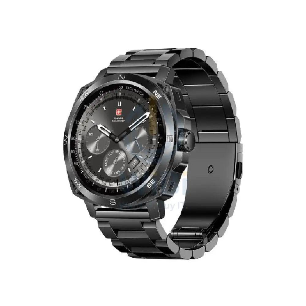 Swiss Military Dom 4 Gun Metal Steel Strap - Black / Smart Watch Smart Watches