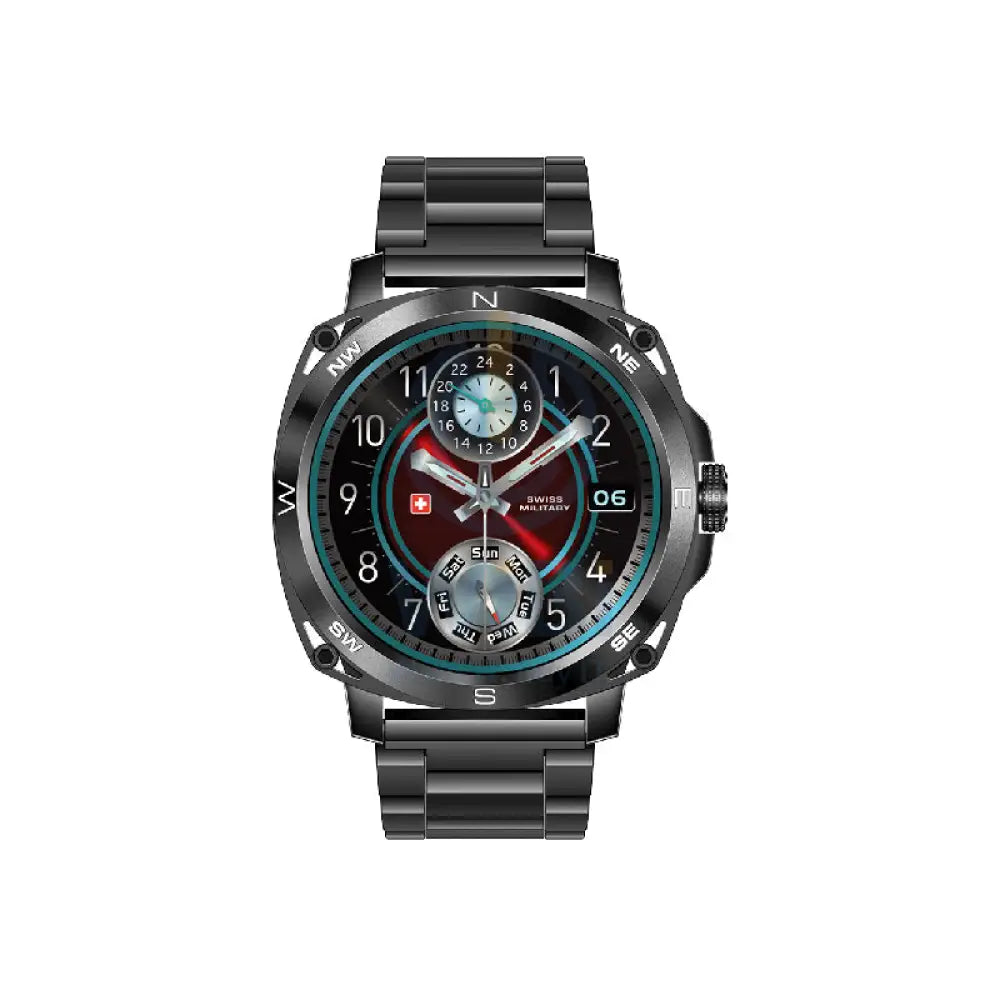 Swiss Military Dom 4 Gun Metal Steel Strap - Black / Smart Watch Smart Watches