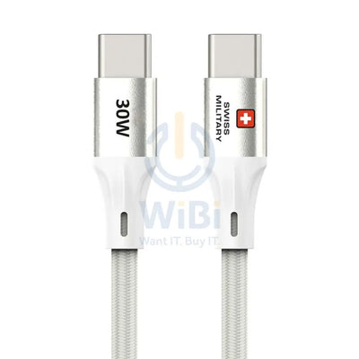 Swiss Military USB-C To USB-C Data Sync Charging Cable - 1.2 Meter / 30W / White Accessories > Cables & Converters >
