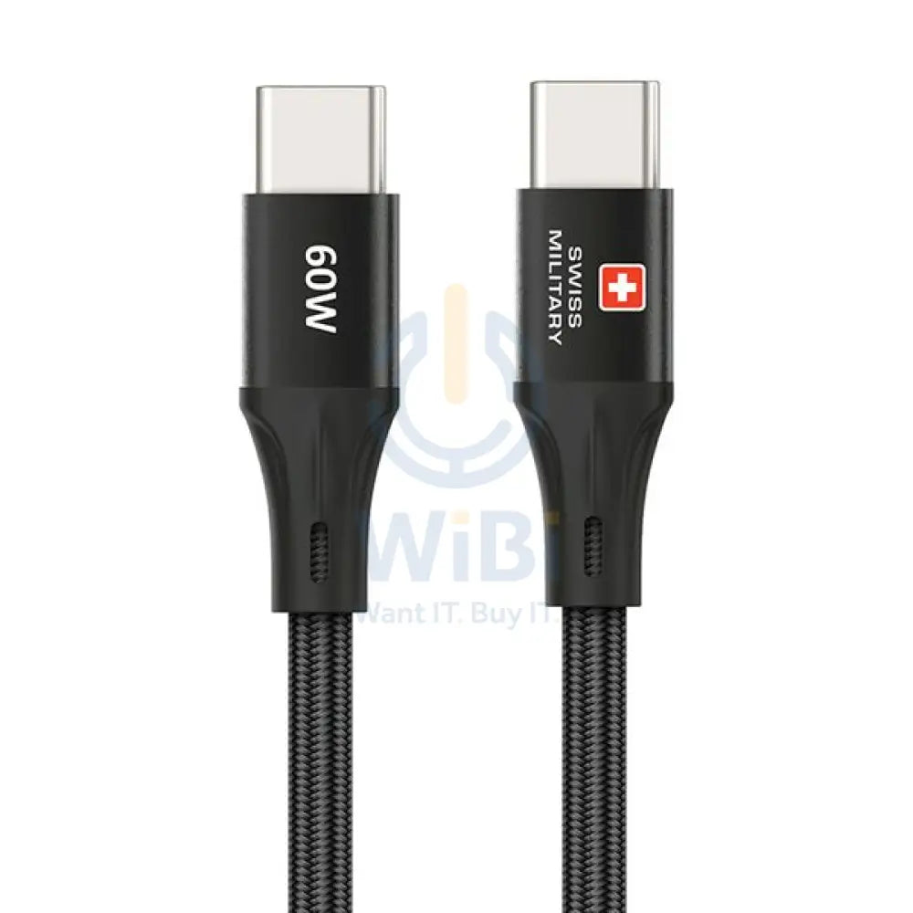 Swiss Military USB-C To USB-C Data Sync Charging Cable - 1.2 Meter / 60W / Black Accessories > Cables & Converters >
