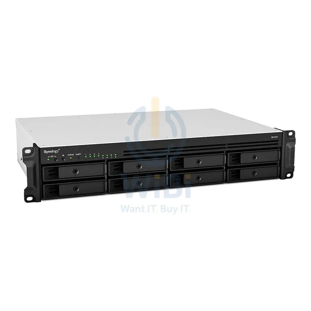سينولوجي راك ستيشن RS1221 + - 32 تيرابايت / 4x 8 تيرابايت / ساتا / 8 - 8 خلجان / يو اس بي  شبكة محلية / eSATA / حامل (2U) تخزين