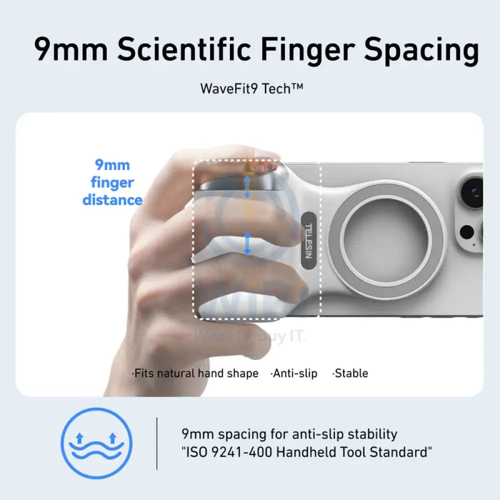 TELESIN Fun Shot Magnetic Grip - 130mAh / White Accessories > Mobiles & Tablets > Mobiles > Grips