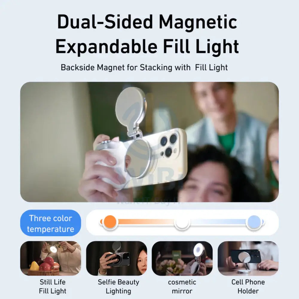 TELESIN Fun Shot Magnetic Grip - 130mAh / White Accessories > Mobiles & Tablets > Mobiles > Grips