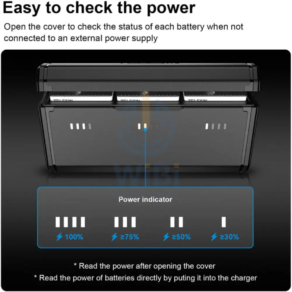 TELESINحجم فتحة شاحن & 2 Stamina Batteries Kit for GoPro HERO12/11/10/9 - أسود اكسسوارات  كاميرات