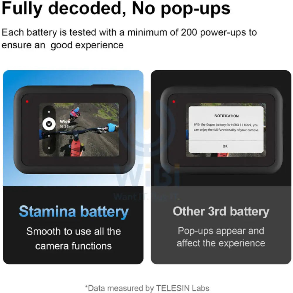 TELESINحجم فتحة شاحن & 2 Stamina Batteries Kit for GoPro HERO12/11/10/9 - أسود اكسسوارات  كاميرات