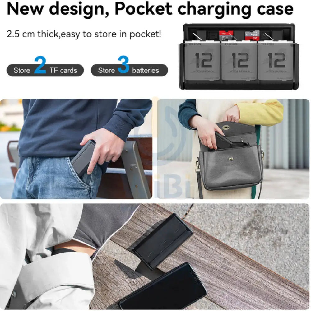 TELESINحجم فتحة شاحن & 2 Stamina Batteries Kit for GoPro HERO12/11/10/9 - أسود اكسسوارات  كاميرات