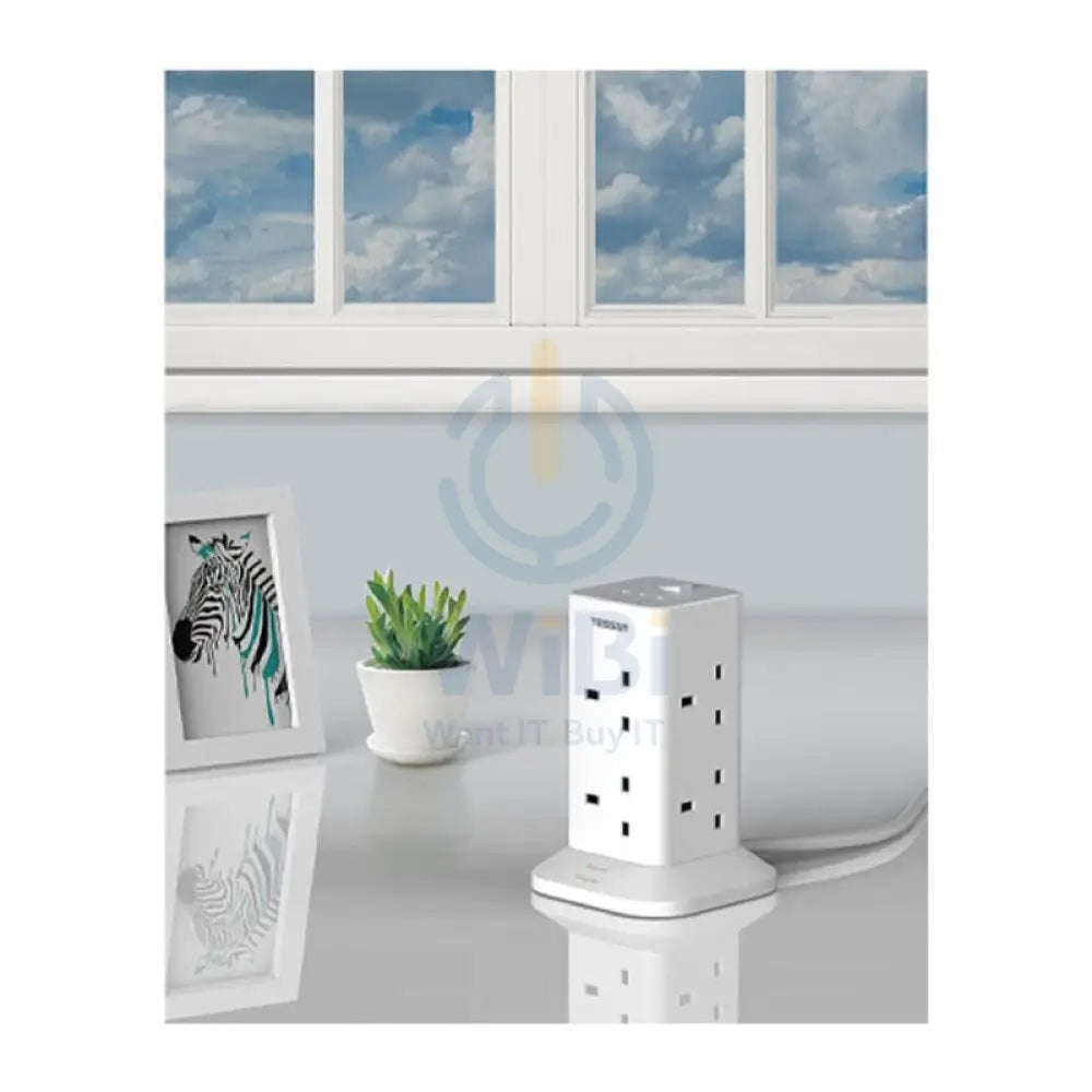 TESSAN 8-Way Multi-Plug Extension - 15W / 1700J / 2 Meter / White Accessories > Power Adapters