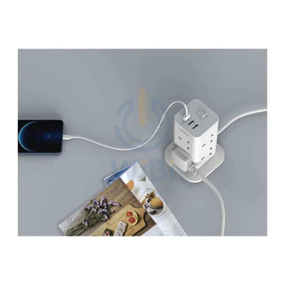 TESSAN 8-Way Multi-Plug Extension - 15W / 1700J / 2 Meter / White Accessories > Power Adapters