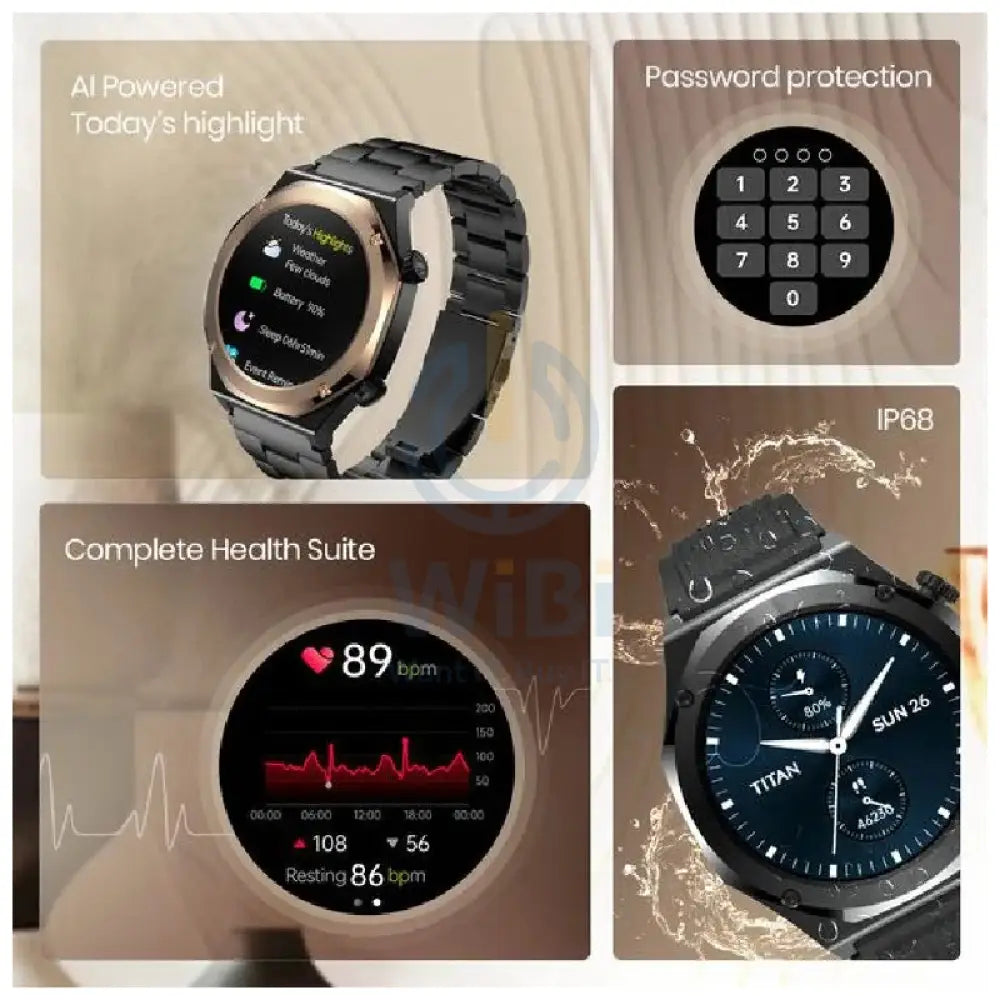 TITAN Maestro Smart Watch - 1.43’’AMOLED / Bluetooth / Black/Rose Gold Bezel Smart Watches