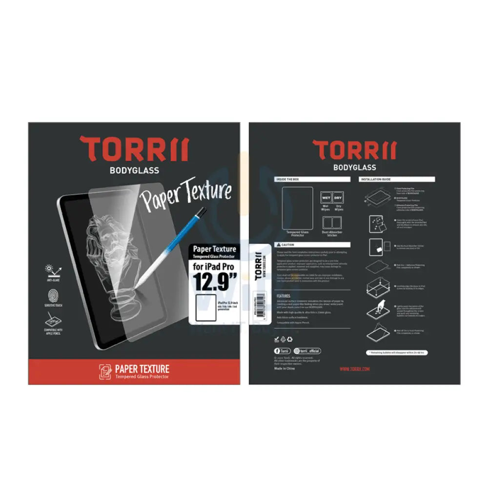 Torrii Bodyglass Paper Texture glass screen protector for iPad Pro 12.9’’ (6th/5th/4th/3rd Gen.) - Clear Accessories >