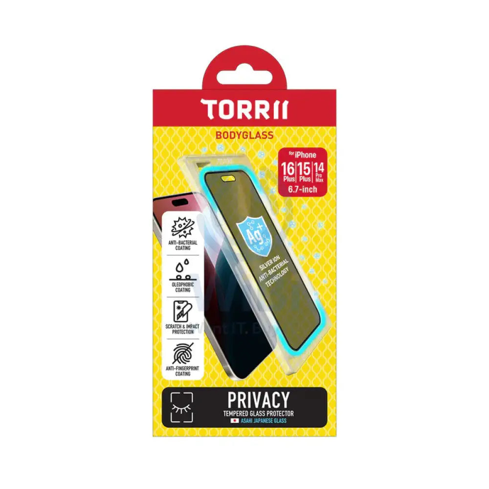 Torrii Bodyglass Screen Protector Tempered Glass - Apple iPhone 16 Plus / 15 Plus / 14 Pro Max / Privacy Accessories >