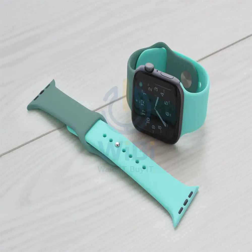 Torrii Siliconee Mix Watch Band For Apple Watch 49 / 45 / 44 / 42 mm - Dark Green / Aqua Blue Accessories > Smart