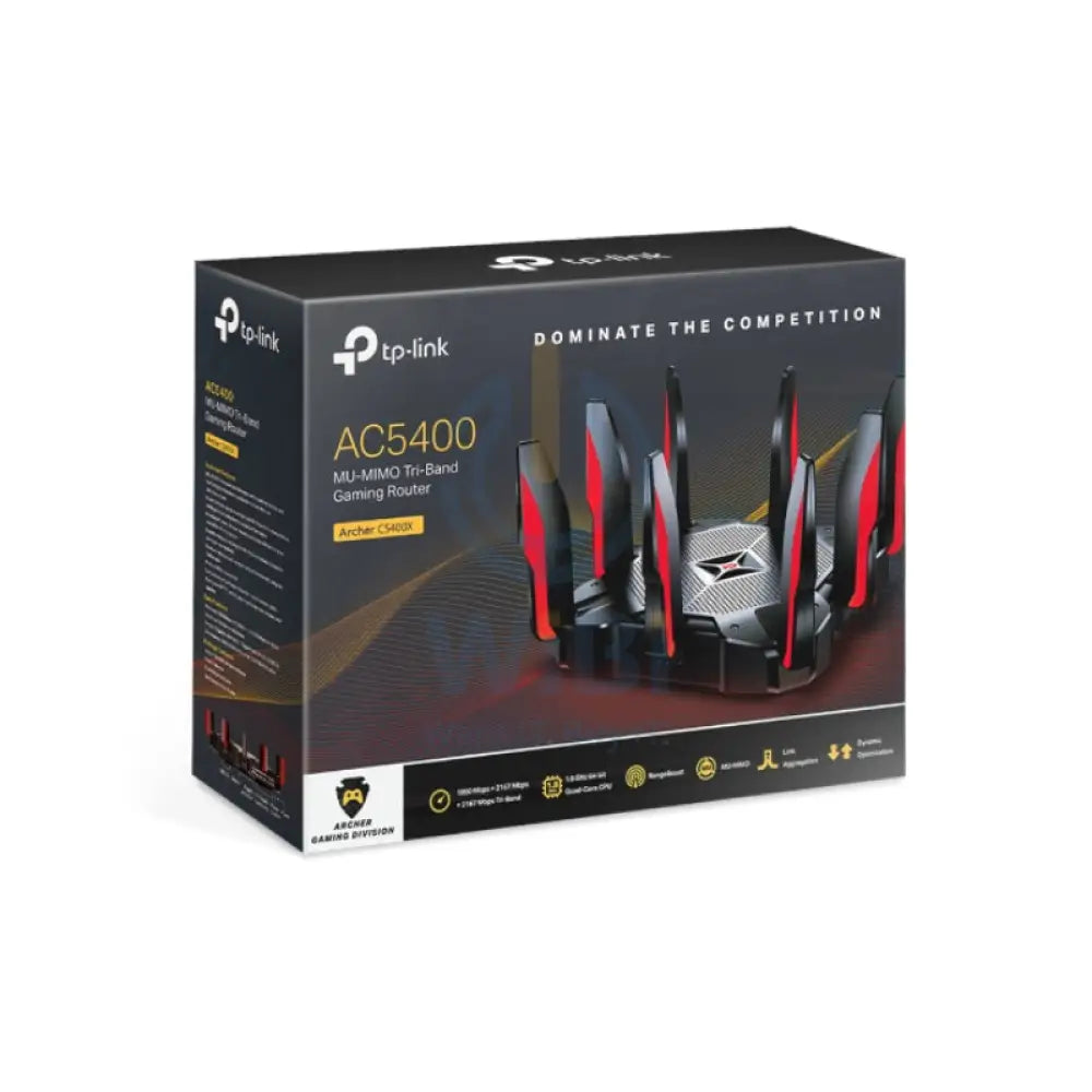 تي بي لينك أرتشر C5400X) AC5400 MU-MIMO باند راوتر - 5 جيجا هرتز(2167 ميغابت في الثانية) / يو اس بي 3.0 / جيجابت شبكة محلية WAN / جيجابت شبكة محلية
