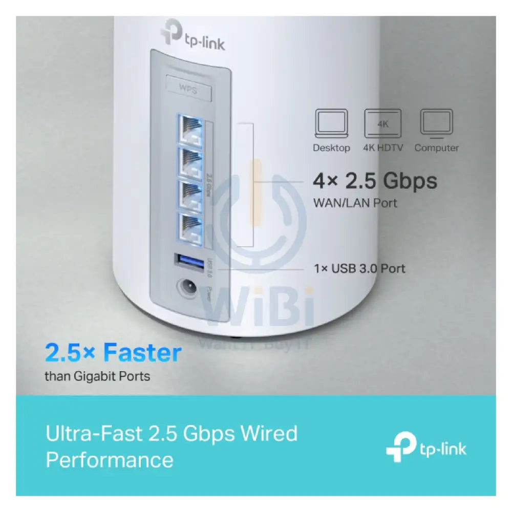 TP-Link Deco BE65 (BE9300) Whole Home Mesh WiFi 7 System - 6GHz (5760 Mbps) / USB3.0 / Gigabit WAN / Gigabit LAN