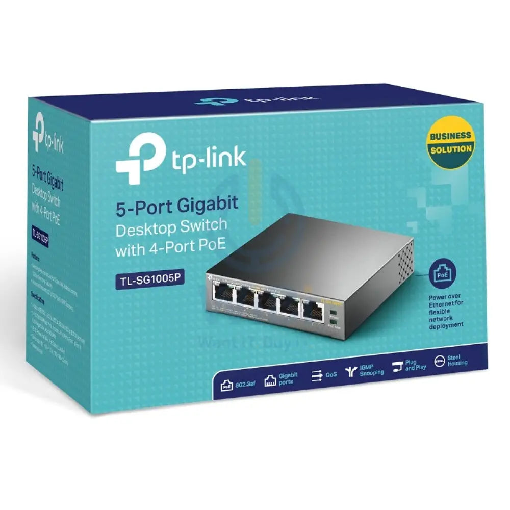 TP-Link (TL-SG1005P) 5-Port Gigabit Desktop Switch with 4-Port PoE - 10Gbps / LAN Networking Products > Switches