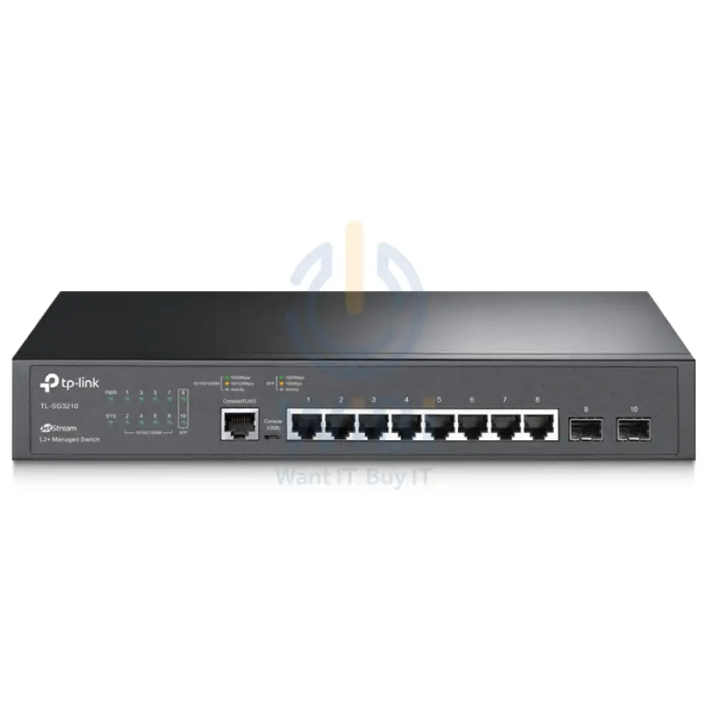 TP-Link (TL-SG3210) JetStream 8-Port Gigabit L2 + Managed Switch with 2 SFP Slots - 20Gbps / Micro-USB / LAN Networking