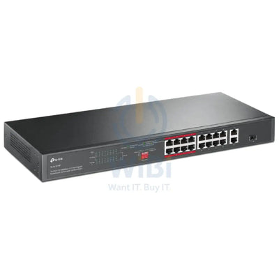 TP-Link (TL-SL1218P) 16-Port 10/100 Mbps + 2-Port Gigabit Rackmount Switch with 16-Port PoE + - 7.2Gbps / LAN