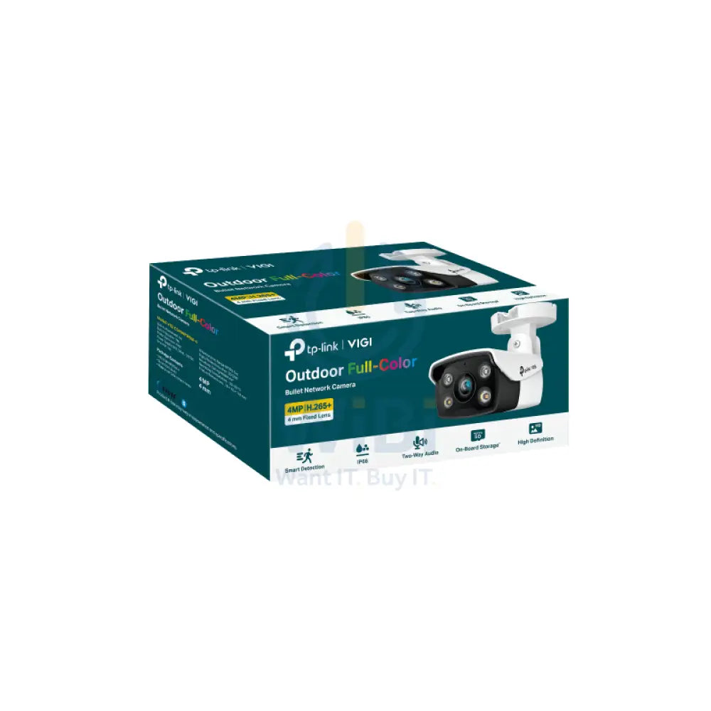 TP-Link VIGI 4MP Outdoor Full-Color Bullet Network Camera - RJ45 / White Cameras > Security Cameras