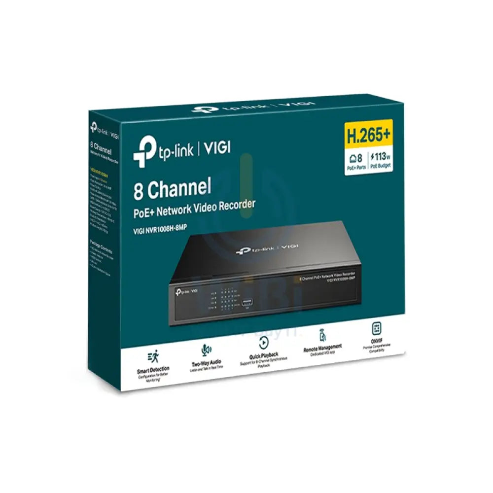 TP-LINK VIGI 8 Channel PoE + Network Video Recorder - RJ-45 / USB 2.0 / SATA / Black Cameras > Camcorders