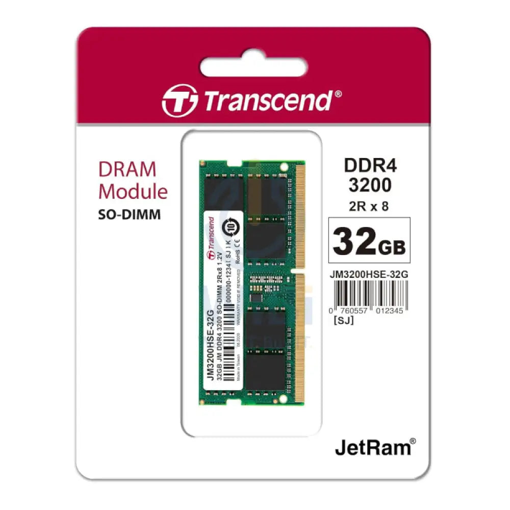Transcend SO-DIMM SO-DIMM لابتوب ذاكرة - 32 جيجابايت / DDR4 / 3200 ميغاهرتز / وحدة اكسسوارات > ذاكرة  لابتوب ذاكرة