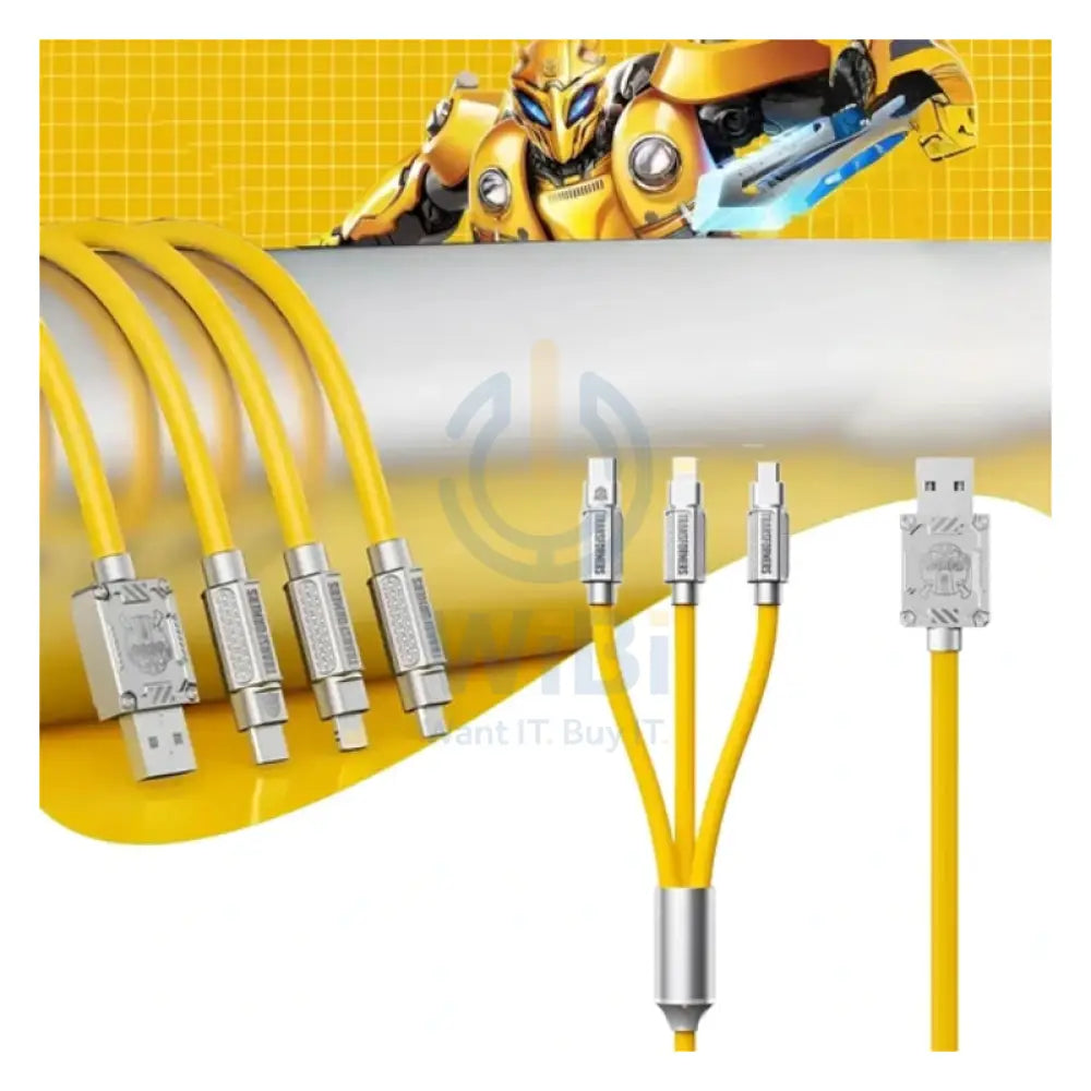 Transformers TF-A03 Bumblebee Three-In-One Fast Charging Data Cable - 1.2 Meter / Yellow Accessories > Cables &