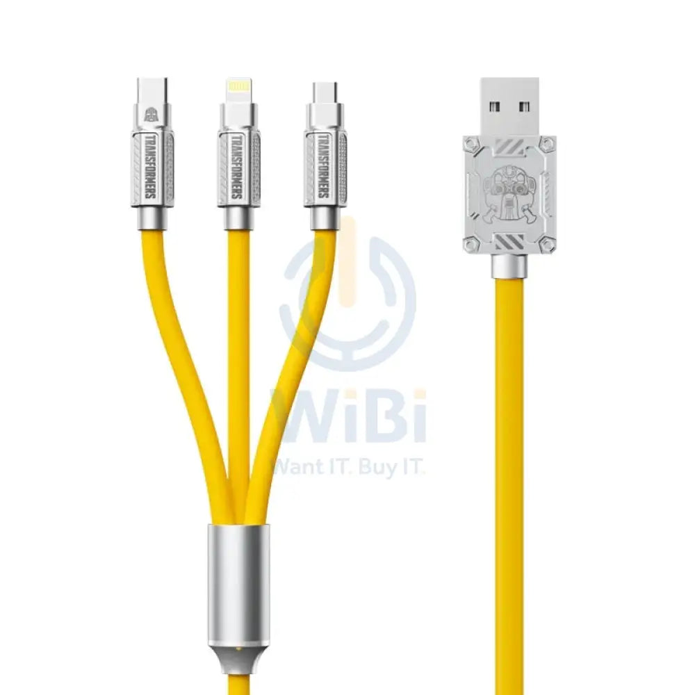 Transformers TF-A03 Bumblebee Three-In-One Fast Charging Data Cable - 1.2 Meter / Yellow Accessories > Cables &