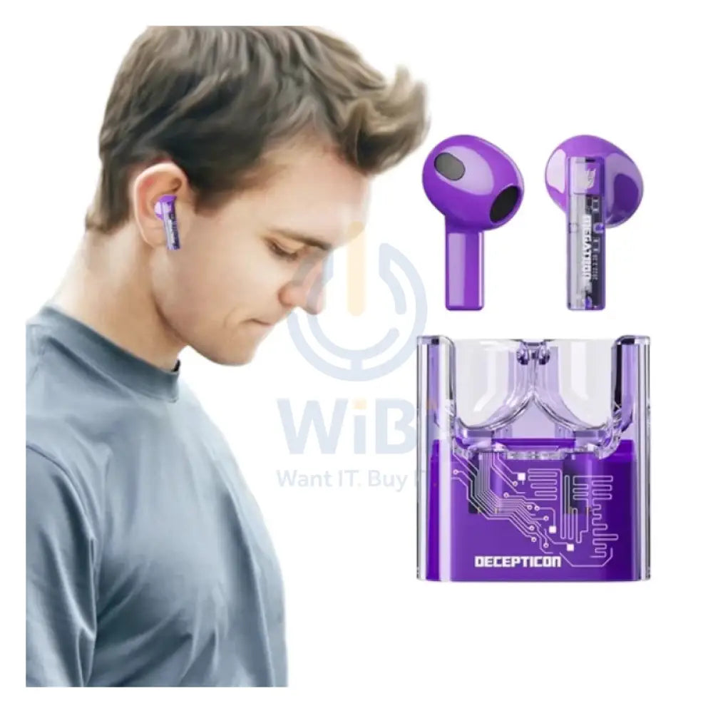 Transformers TF-T08 Wireless Bluetooth Earbuds - Purple Accessories > Audio > Headphones