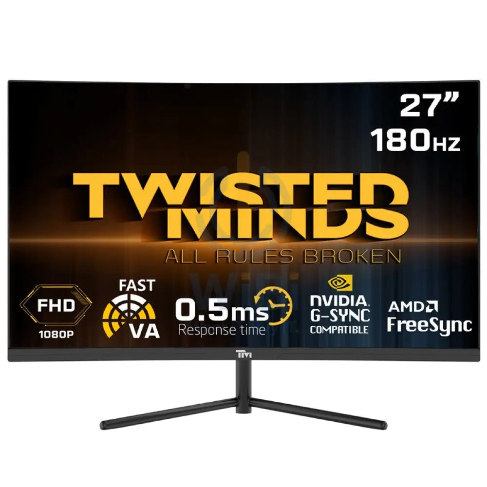 Twisted Minds 27’‘ FHD VA / 180Hz / 0.5ms / HDMI2.0 / HDR Curved Gaming Monitor - Black Monitors & Projectors >