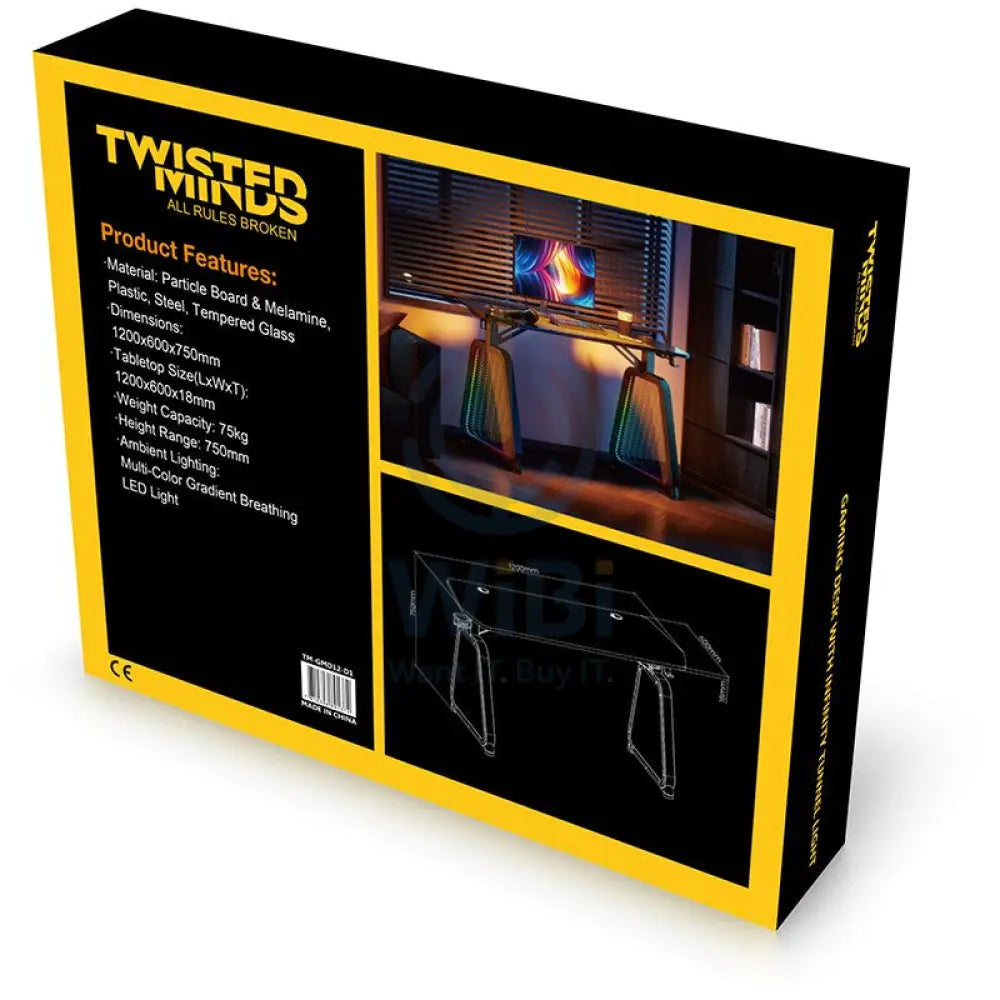 Twisted Minds INFINITY Gaming Desk with RGB Glass Legs (120*60*75 cm) Accessories > Other Accessories > Gaming Zone