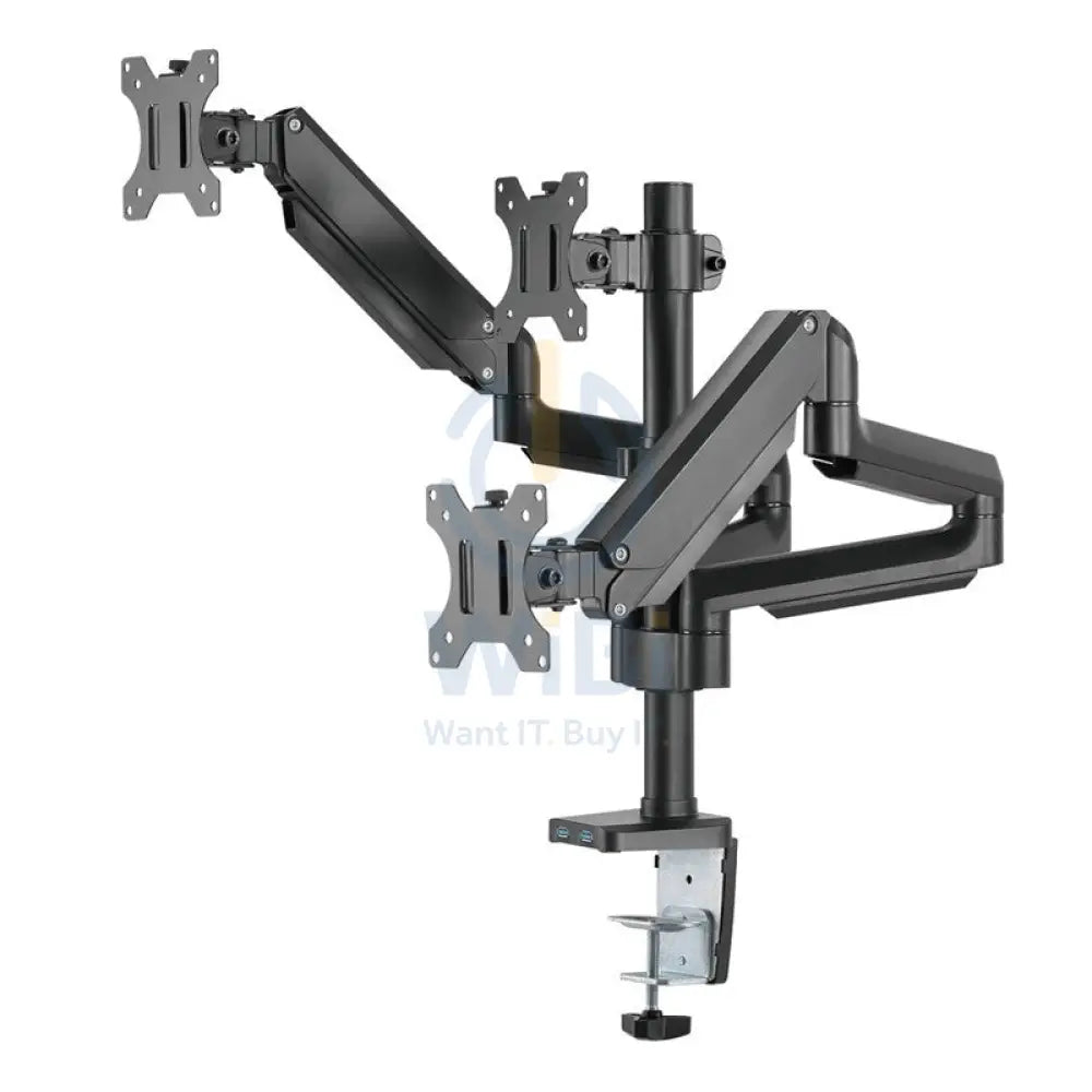 Twisted Minds Premium Triple Monitor Arm Stand And Mount For Gaming And Office Use 17’’- 27’’ Up To 7 KG With USB Ports