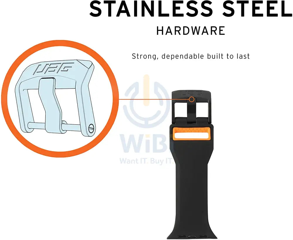 UAG Apple Watch 45mm/44mm/42mm/Ultra Civilian Strap - Black/Orange Accessories > Smart Watches > Offer Zone