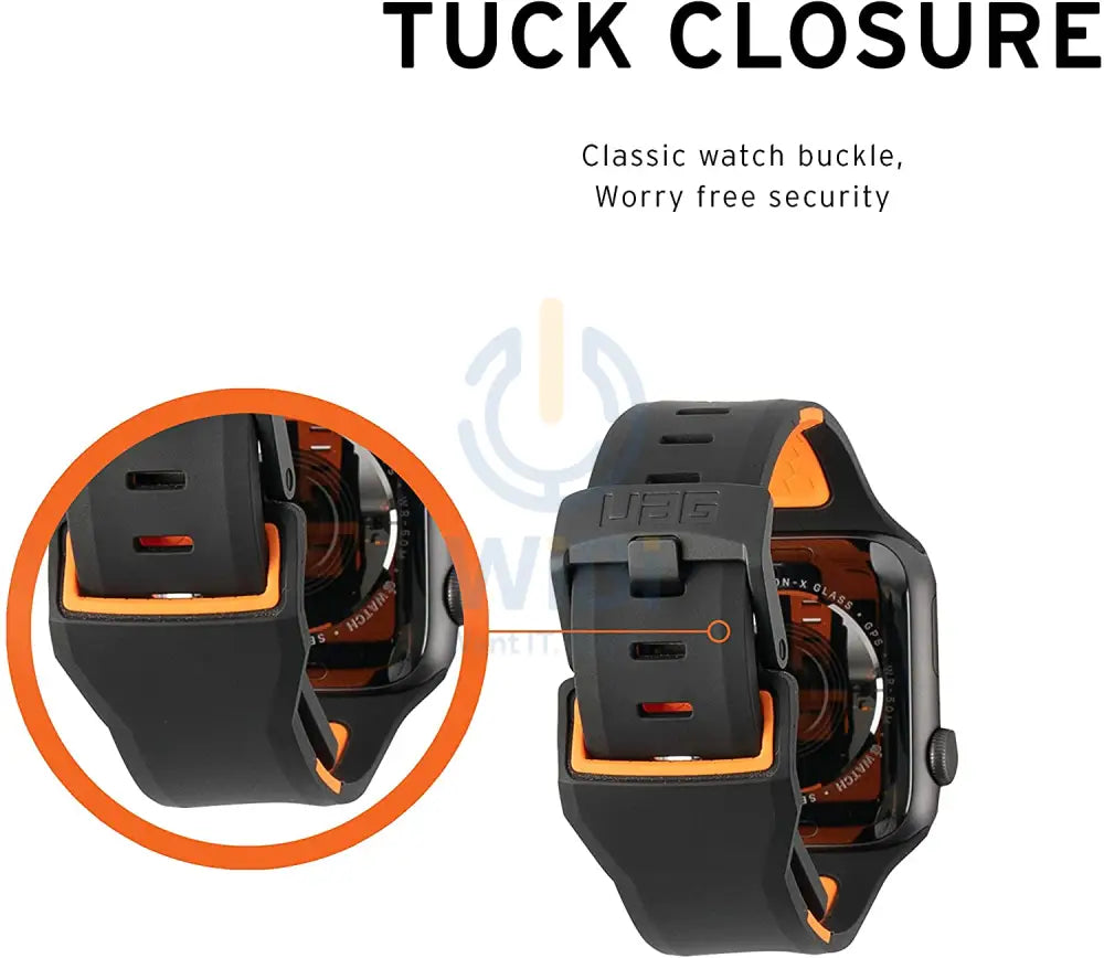UAG Apple Watch 45mm/44mm/42mm/Ultra Civilian Strap - Black/Orange Accessories > Smart Watches > Offer Zone
