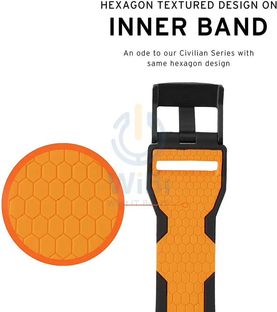 UAG Apple Watch 45mm/44mm/42mm/Ultra Civilian Strap - Black/Orange Accessories > Smart Watches > Offer Zone