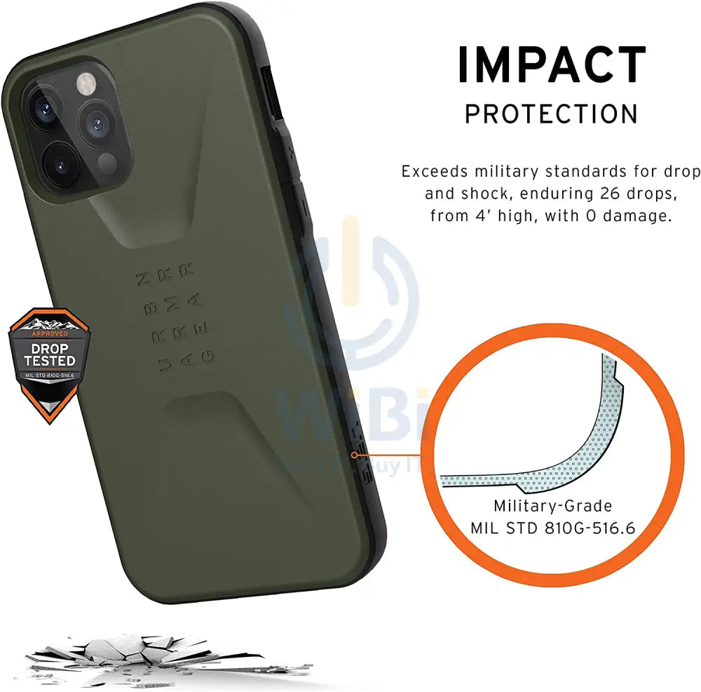 UAG iPhone 12 / iPhone 12 Pro Civilian Case - Olive Accessories > Mobiles & Tablets > Mobiles > Screen Protectors &