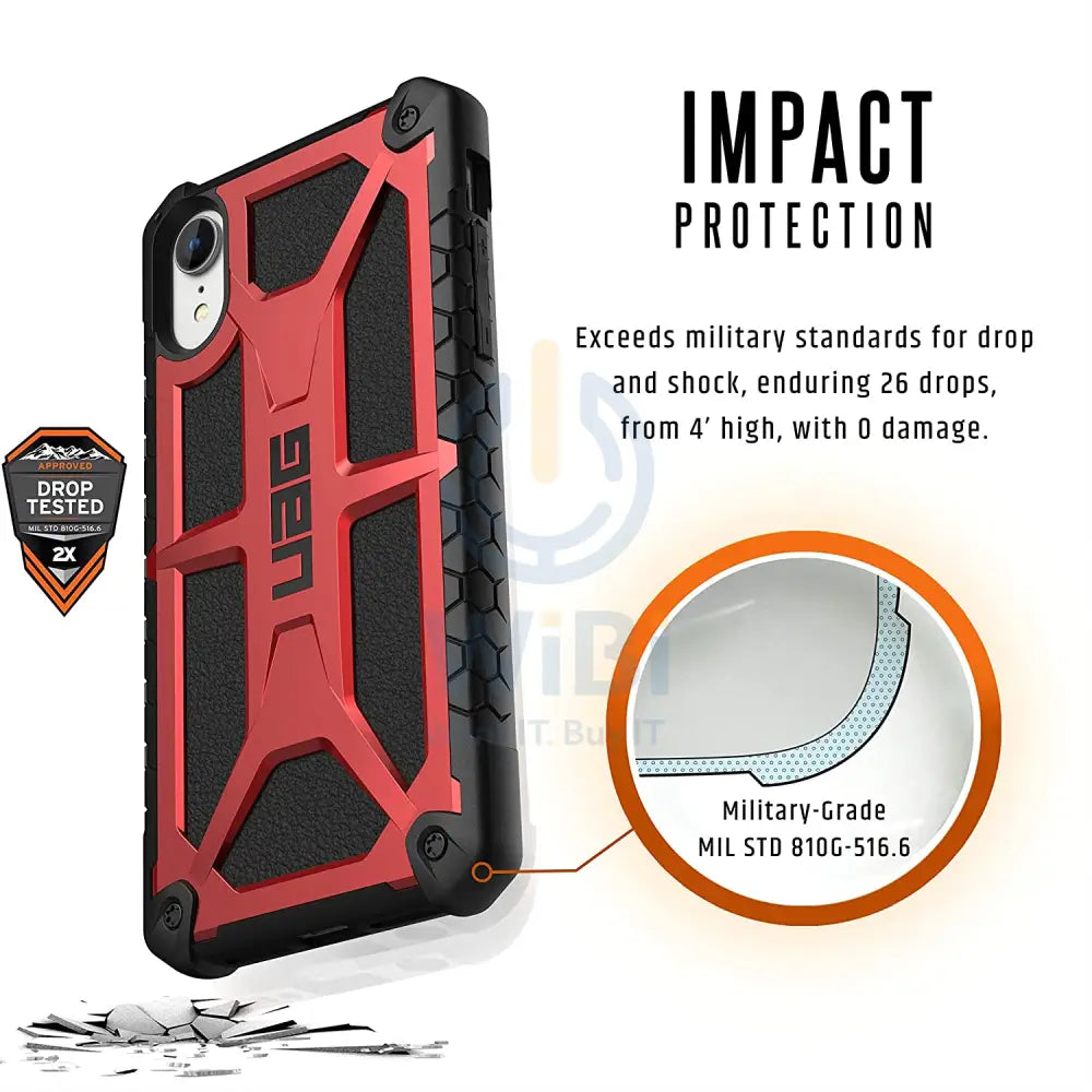 UAG iPhone XR Monarch Case - Crimson/Black Leather Accessories > Mobiles & Tablets > Mobiles > Screen Protectors &