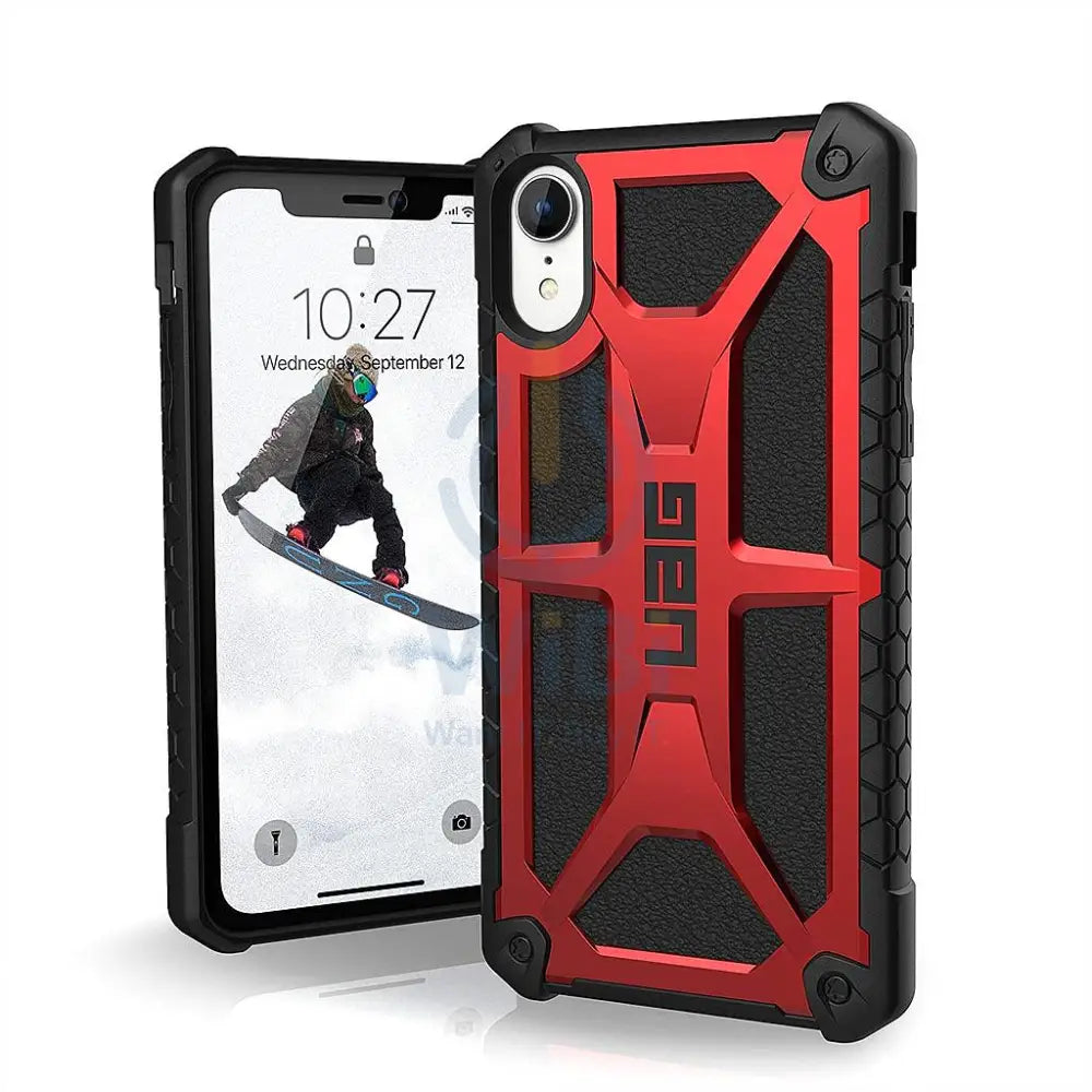 UAG iPhone XR Monarch Case - Crimson/Black Leather Accessories > Mobiles & Tablets > Mobiles > Screen Protectors &