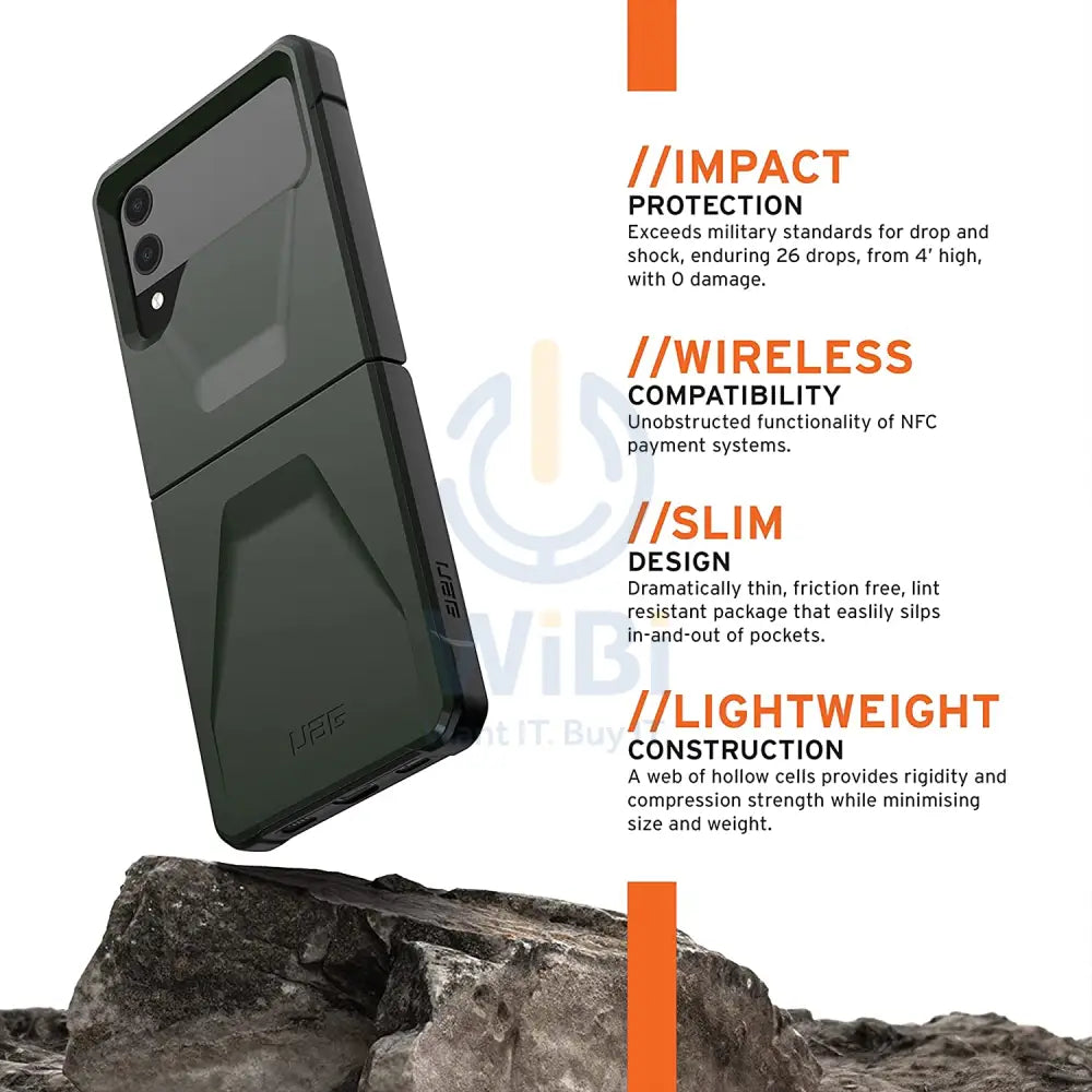 UAG Samsung Galaxy Z Flip 3 Civilian Case - Olive Accessories > Mobiles & Tablets > Mobiles > Screen Protectors & Covers
