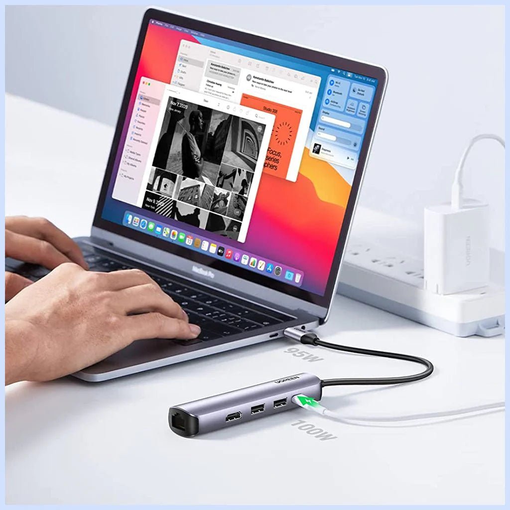 UGREEN 10919 USB-C TO USB3.0 + HDMI up to 4K@60Hz + RJ45 + PD ADAPTER ( CM418 10919 )