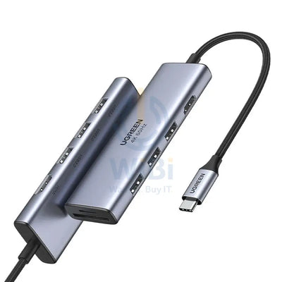 UGreen 6 in 1 Multifunctional USB HUB Type C - 3x USB 3.2 Gen 1 / HDMI 4K 60Hz / SD and TF card Reader Gray (60383