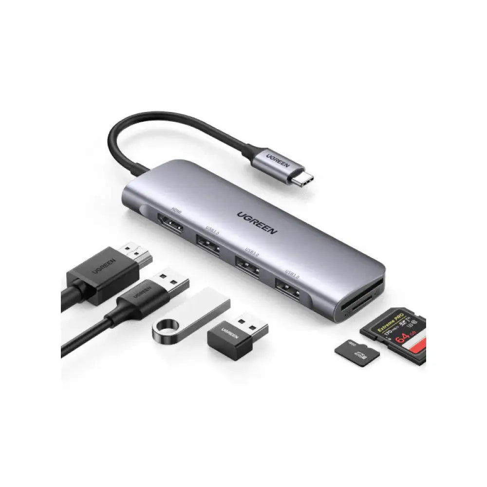 UGREEN Adapter HUB CM511 USB-C to HDMI 3x USB-A 3.0 SD/TF Accessories > Cables & Converters > Cables